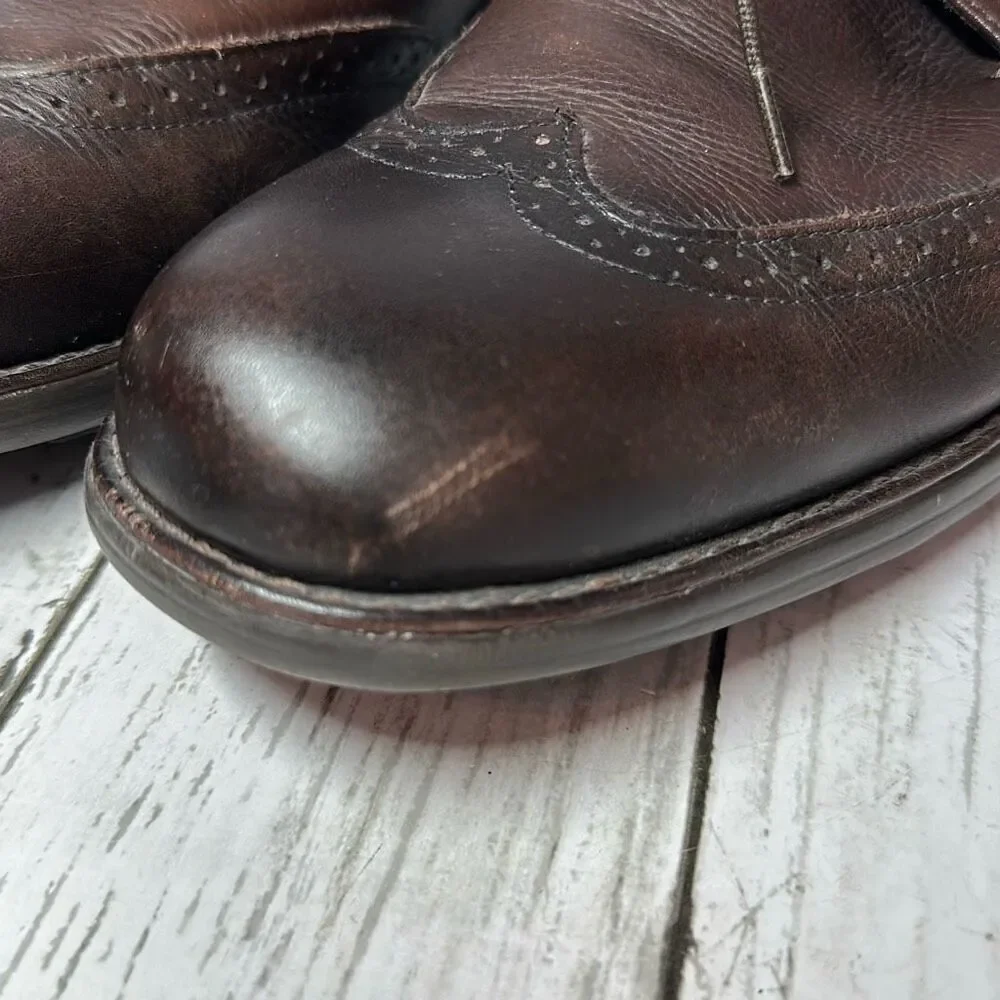 Johnston & Murphy Mens Wingtip Oxfords Brown SheepSkin Size 11‎